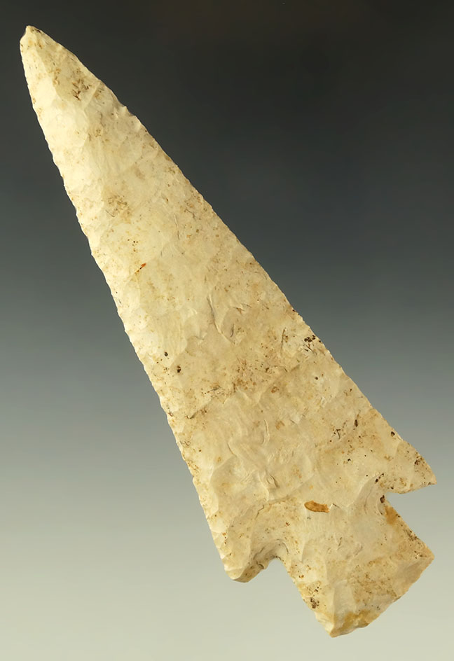 4 7/8" Hardin made from Burlington chert found in Warren County Missouri. Ex. Len Weidner.