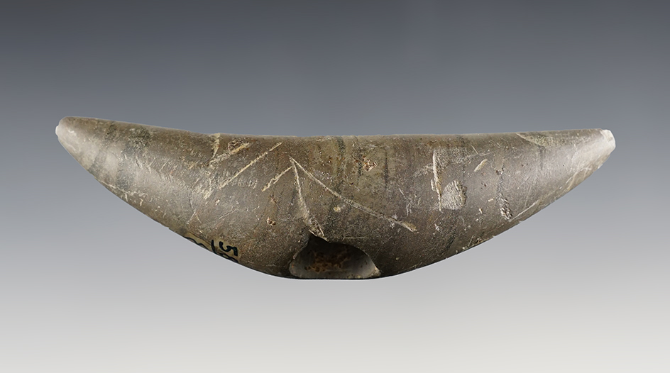 4 5/8" Pick Bannerstone found in Cessna Twp., Hardin Co., Ohio by Jim Long. Ex. Ron Helman.