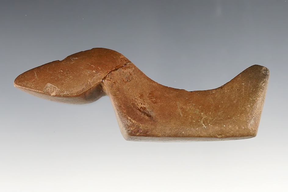 4 1/16" Undrilled Birdstone with a broken and glued head. Found in Wood Co., Ohio. Ex. Mumaw.