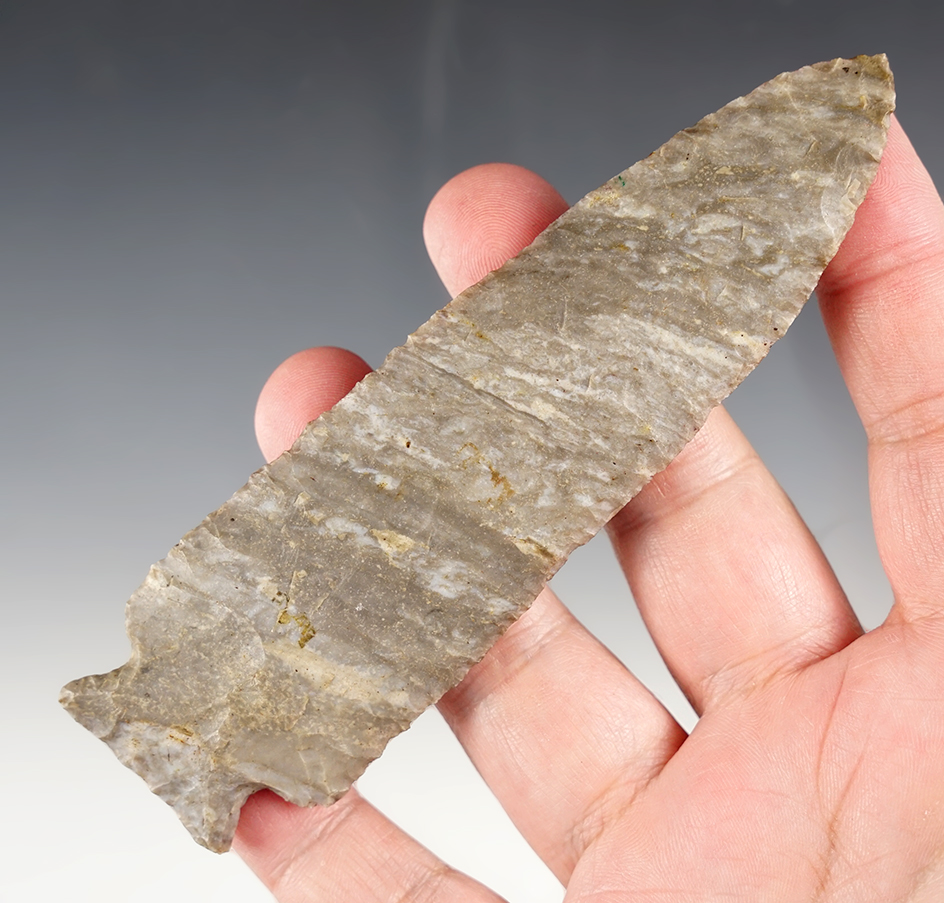 5 1/8" Cornernotch made from Upper Mercer Flint. Richland Co., Ohio, by Don Beer. Ex. Hooks. 