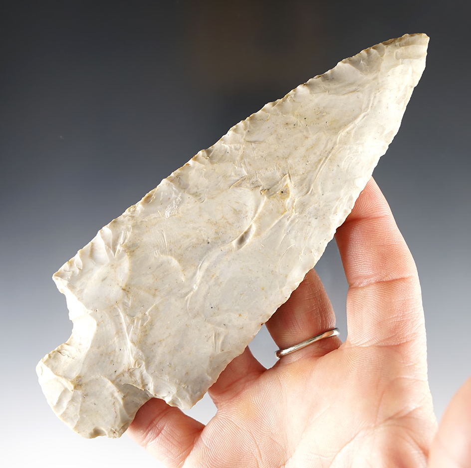Large 5 7/8" Flint Ridge Flint Hopewell Knife found in Mercer Co., Ohio. Ex. Thiebeau, Staley.