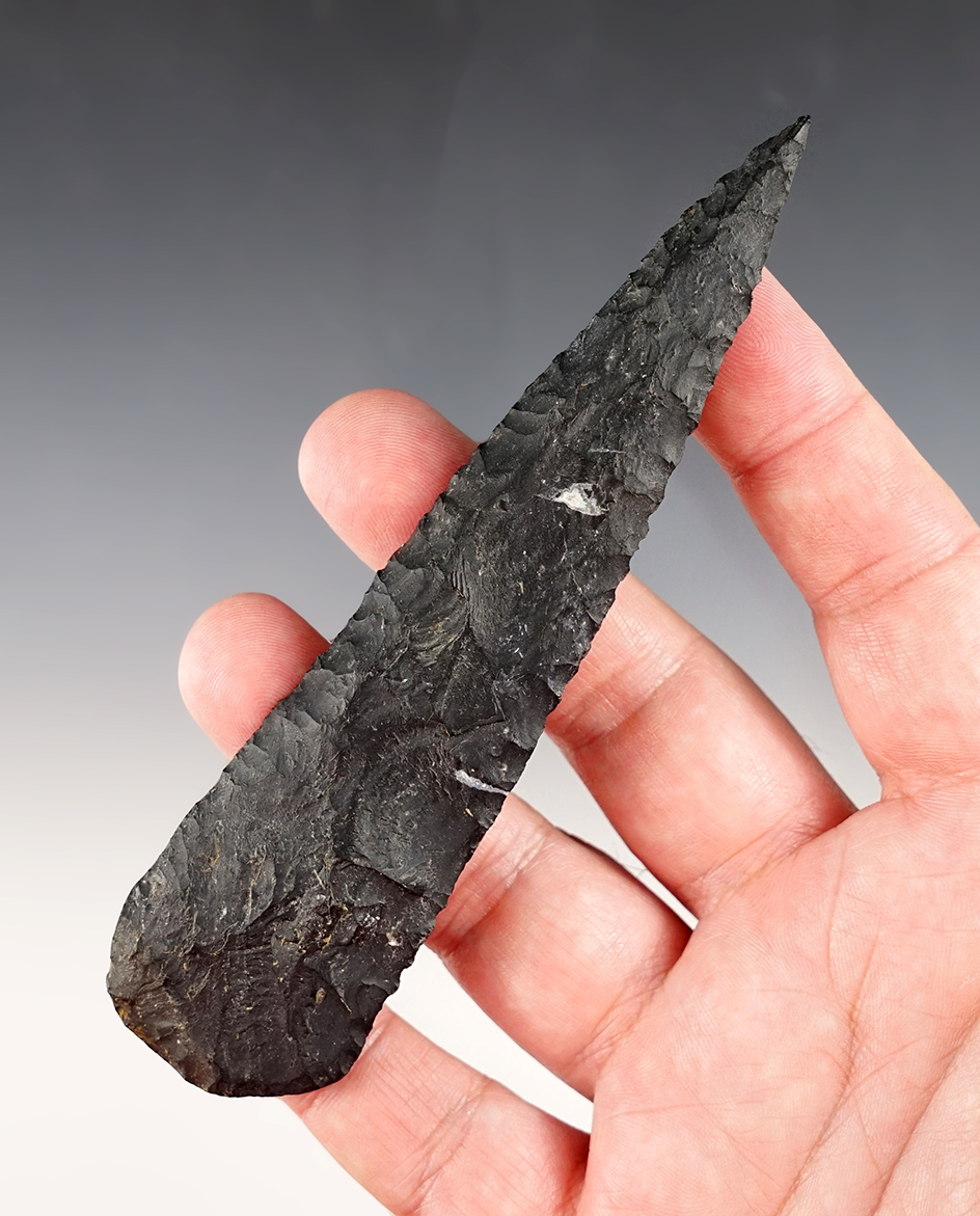 5 5/16" Cobbs Knife made from Coshocton Flint. Found in Licking Co., Ohio. Bennett COA. 