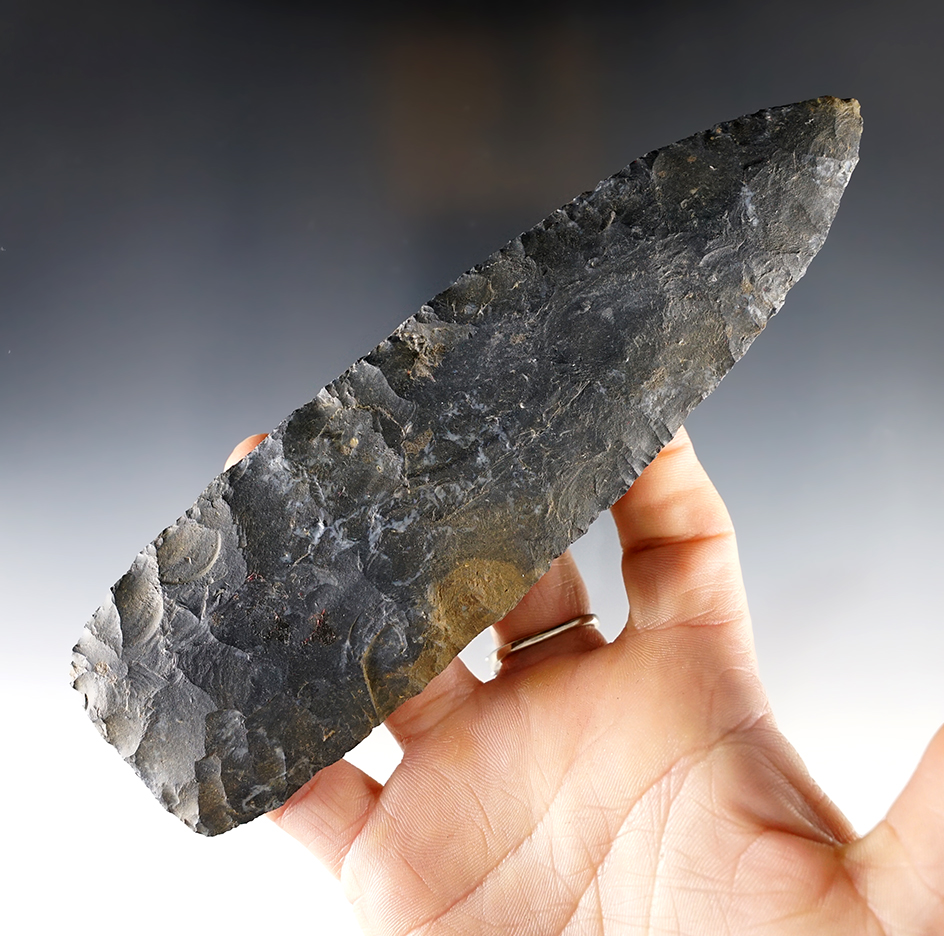 Large and well made 6 3/8" Cache Blade from Coshocton Flint. From the Holmes County Cache!