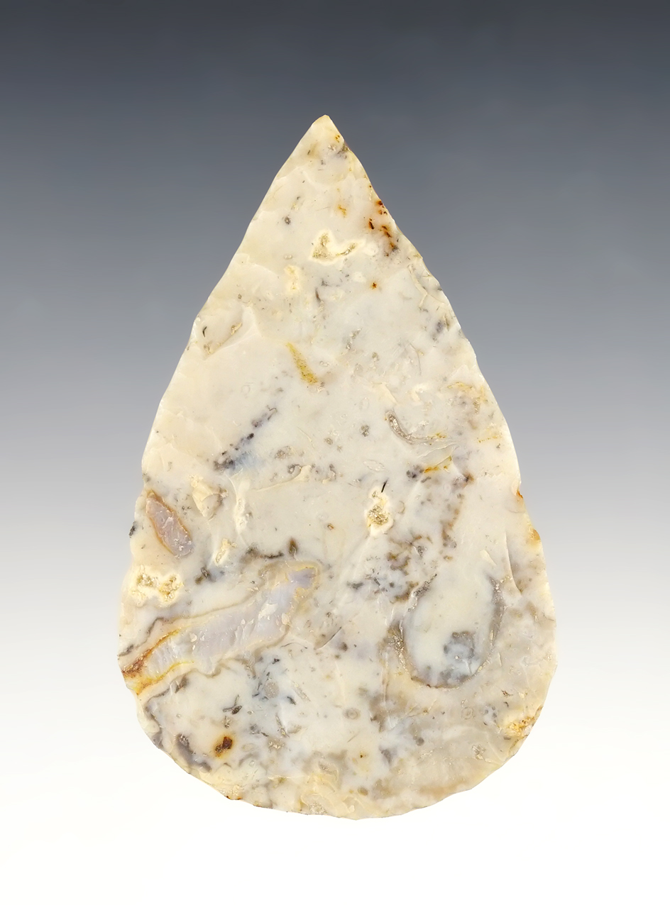 Fine 3 3/8" Cache Blade made from Flint Ridge Flint. Found in Franklin Co., Ohio. 