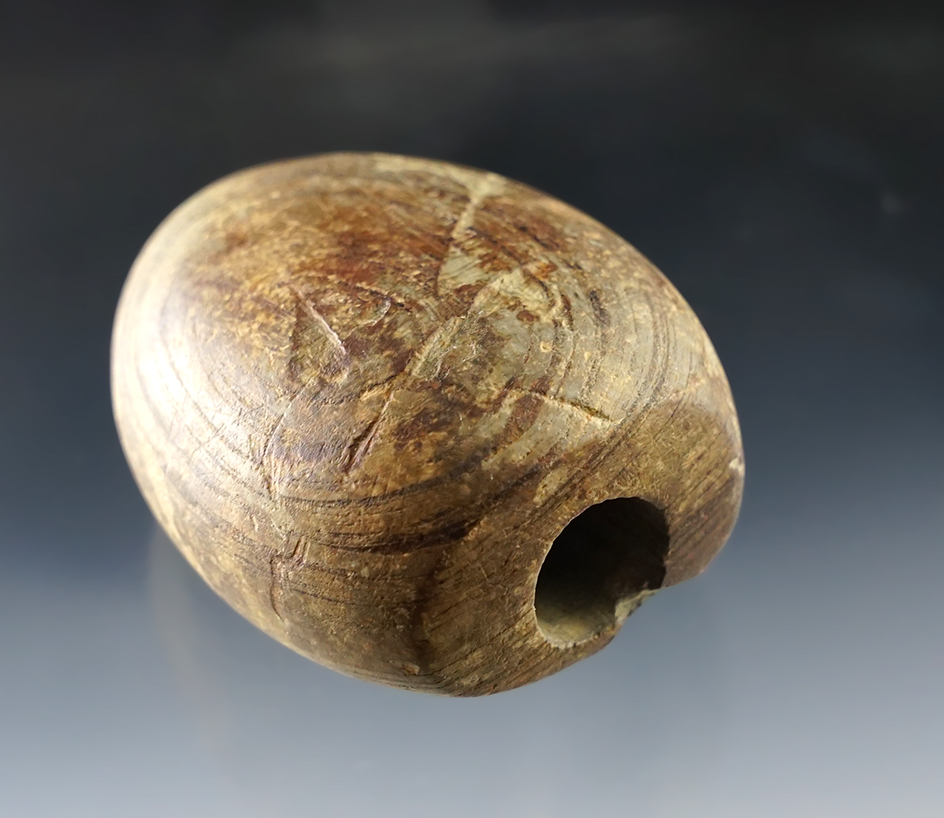 Outstanding 2 1/4" Ball Bannerstone found in Seneca Co., Ohio by Steve Gerhardstein. 