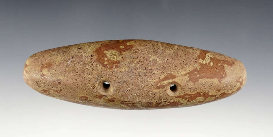 Stunning 4 15/16"  Boatstone that is deeply scooped on the bottom. Found in Holmes Co., Ohio.