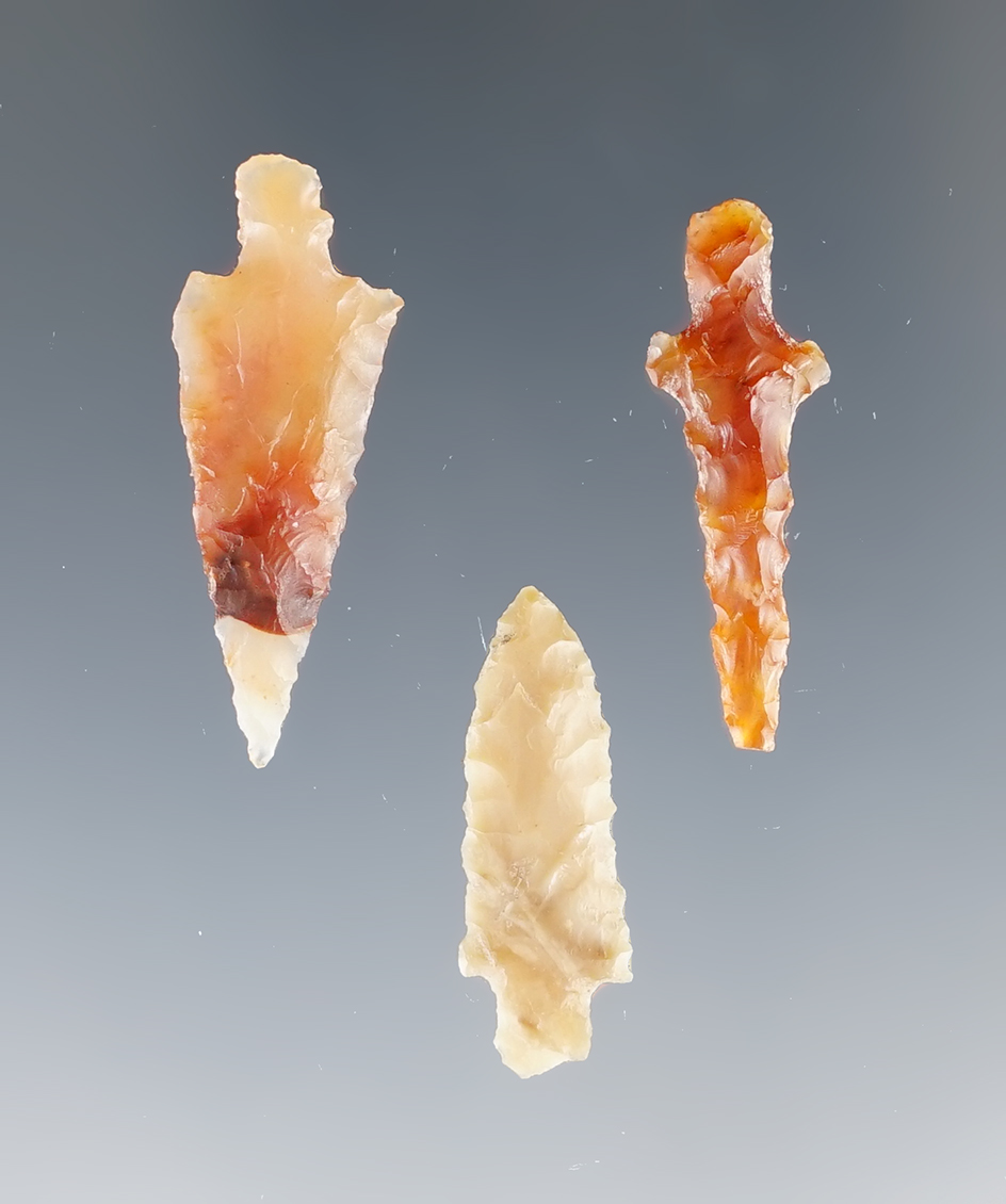 Set of 3 Columbia River Daggers made from beautiful materials. Largest is 1 1/16".