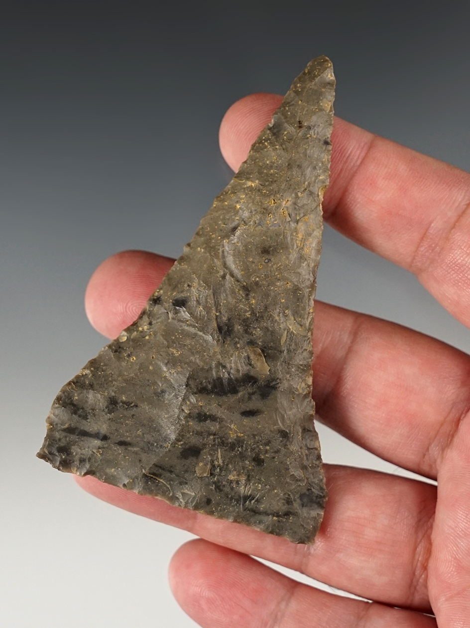 Nicely Beveled 3 7/16" Cobbs Triangular Knife found in Bath Co., Kentucky. A well made example.