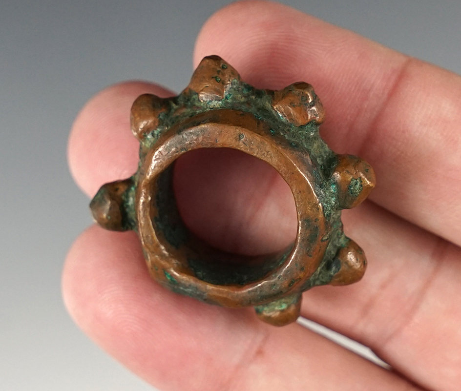 Very unique 1 7/16" Miniature Copper Mace Head found in Peru.