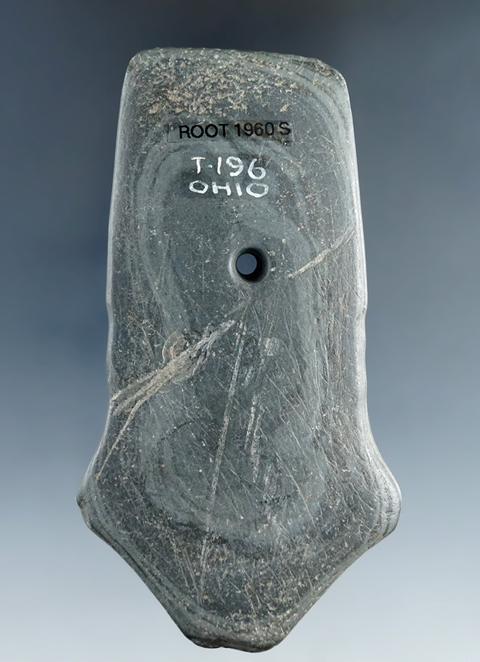 3 5/8" Hopewell Pentagonal Pendant with tallies, found in Ohio. Pictured in Central States