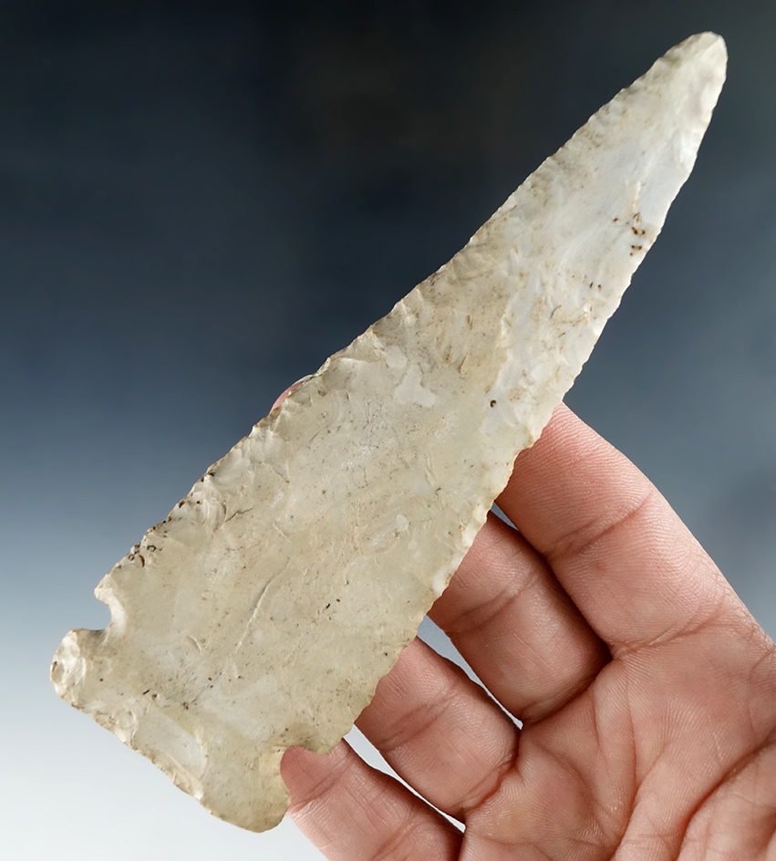 Large, nicely flaked 5 1/16" Sidenotch bevel Knife - White Co., Illinois.