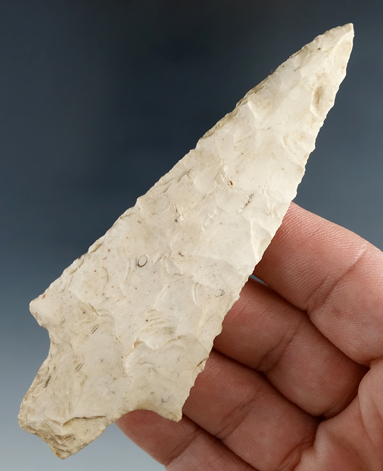 4 1/16" Dickson made from Burlington Chert, found in Cole Co., Missouri. Bennett COA.
