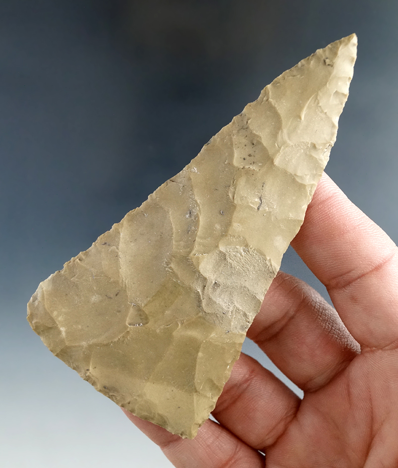 Ex. Museum! Well patinated and nicely flaked 3 7/8" Triangular Blade found in Texas.