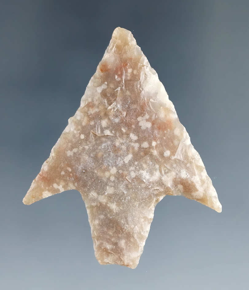 Excellent flaking, style, condition on this 2" Langtry found in Val Verde Co., Texas.