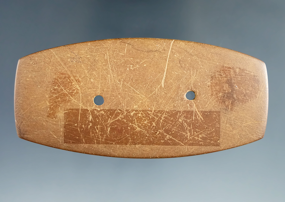 3 3/8" gorget made from slate found in Deer Creek in the 1960s in Madison Co., Ohio.