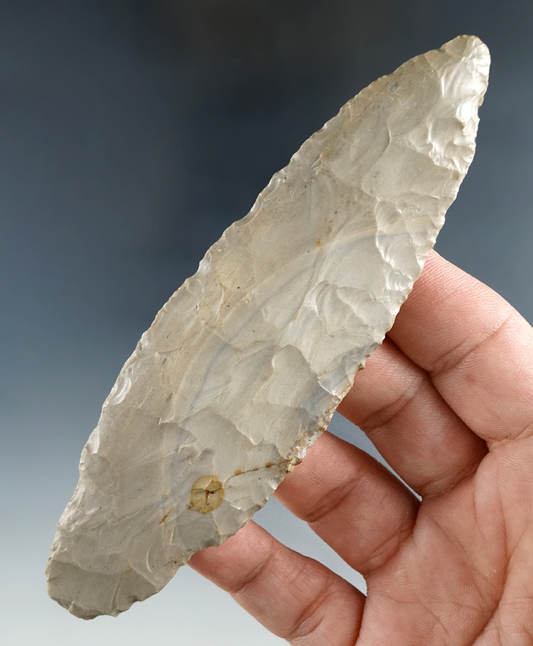 4 7/8" Hornstone Adena with nice mineral deposits on surface found in Harrison Co., Indiana.