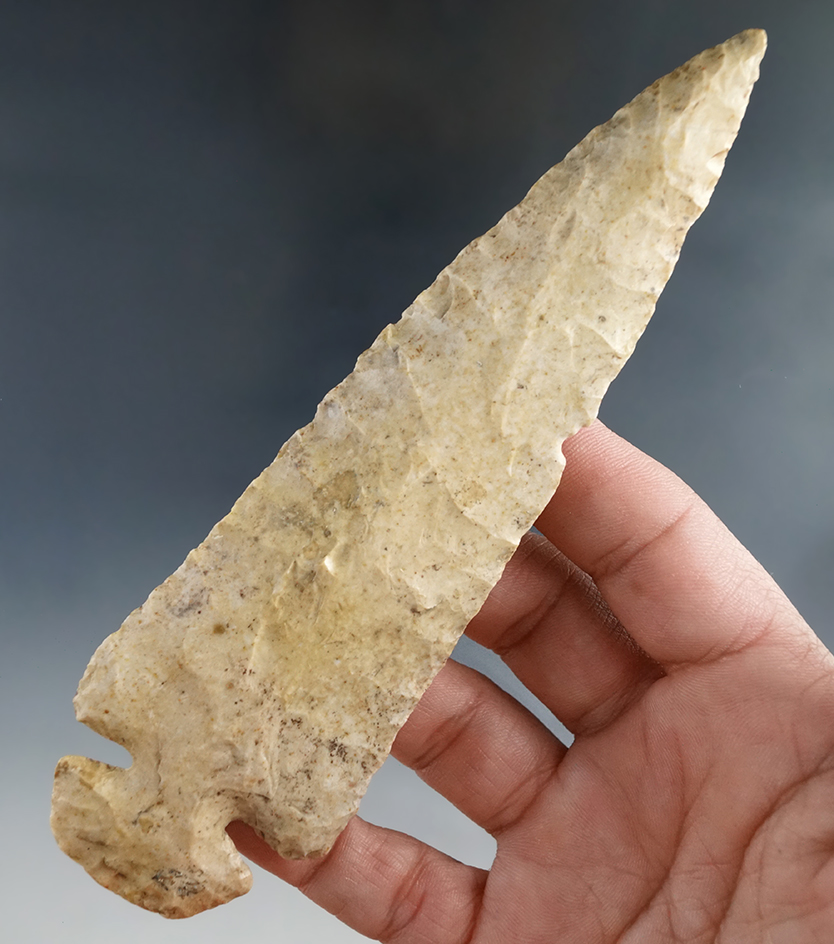 5 13/16" Kaolin Flint Dovetail found in Calhoun Co., Missouri. Comes with a Bennett COA.