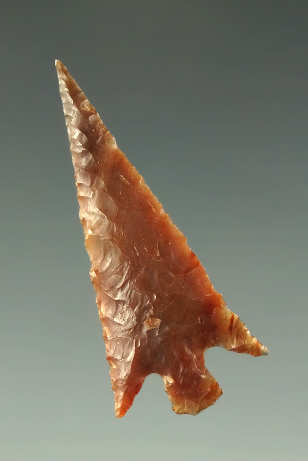 Exceptional flaking on this 1 3/16" Columbia Plateau found in Clark County Washington. -