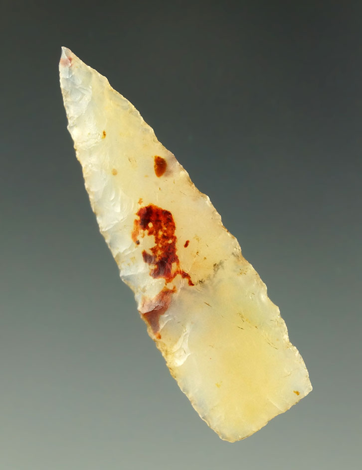 1 5/8" triangular arrow point made from highly translucent agate. Found in Washington.