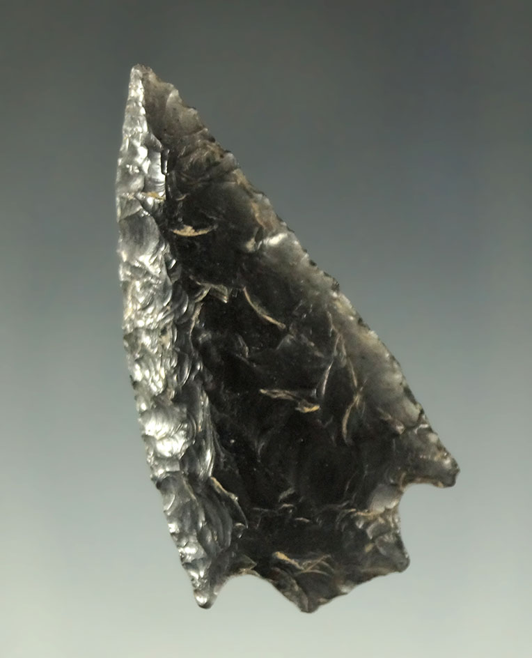 1 13/16" obsidian Borax Lake found near Klamath Falls, Oregon. Ex. Otis Johnson, Bob Ogle.