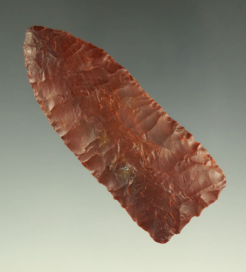 2 9/16" beautiful red Jasper knife found near the Columbia River - Stermer COA.