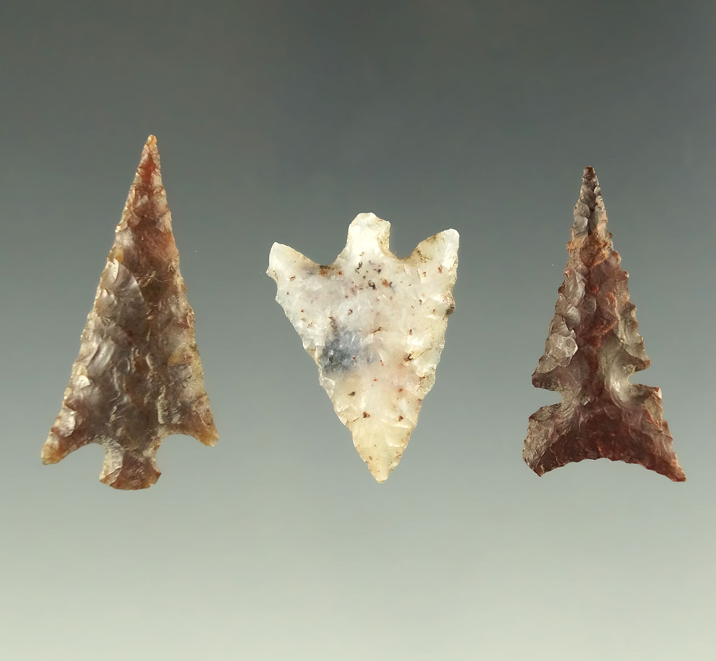 Set of three Columbia River arrowheads, largest is 1 3/16". All are in nice condition.