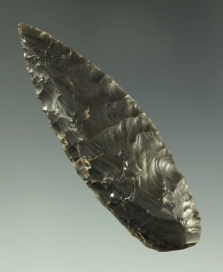 2 5/16" nicely patinated obsidian Cascade found in Oregon that was part of the Paulina Cache.