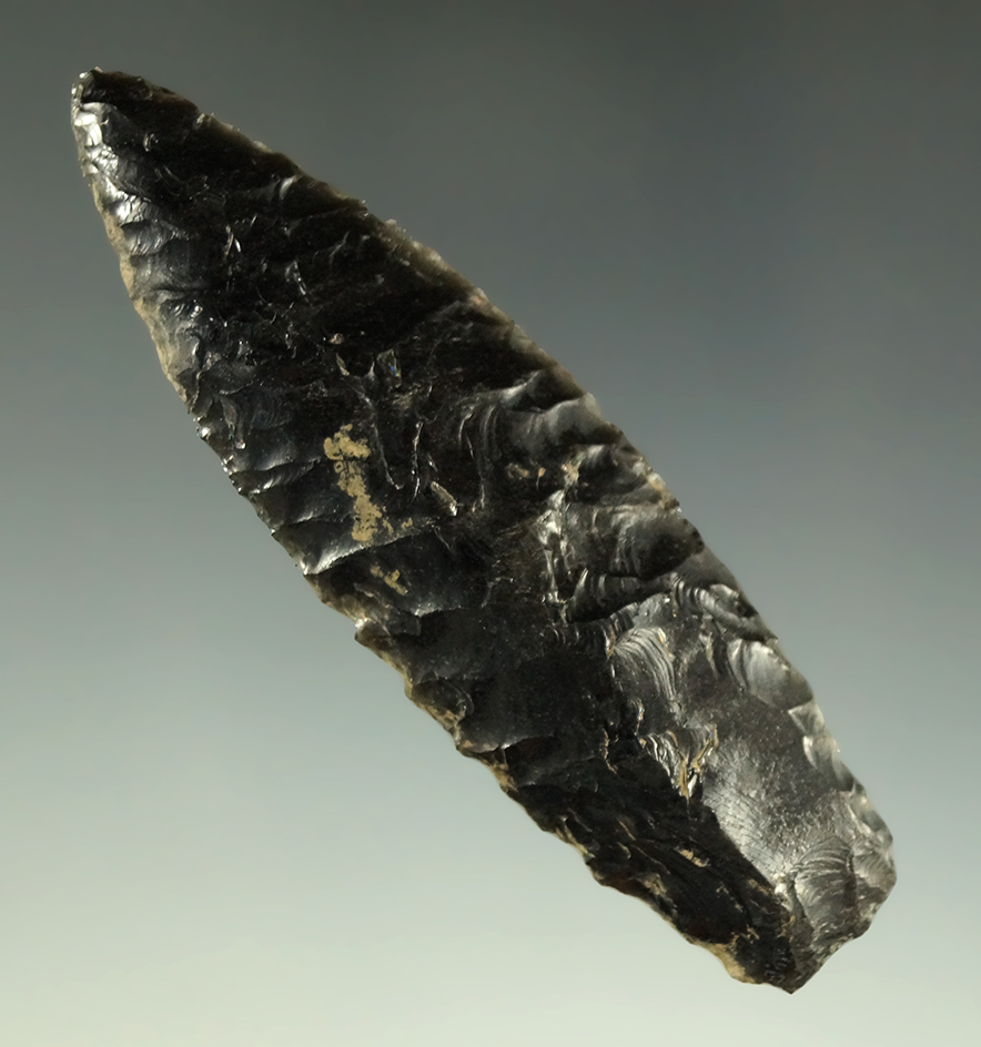 Beautifully patinated 2 13/16" obsidian Cascade found in Oregon.