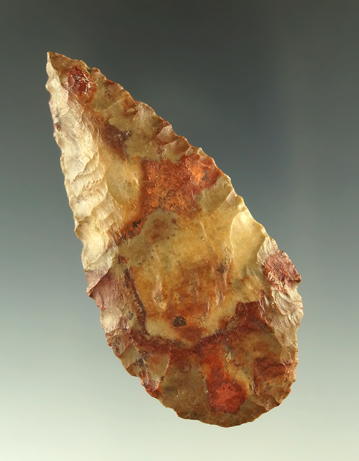 Very colorful 2 13/16" Flint blade found near the Columbia River.