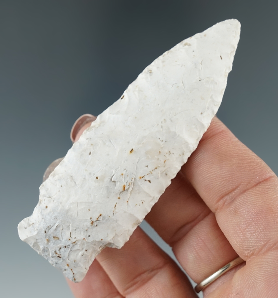 3 1/4" Burlington chert Stilwell - Missouri. Once in the Curtis Hill Museum in Washington MO.