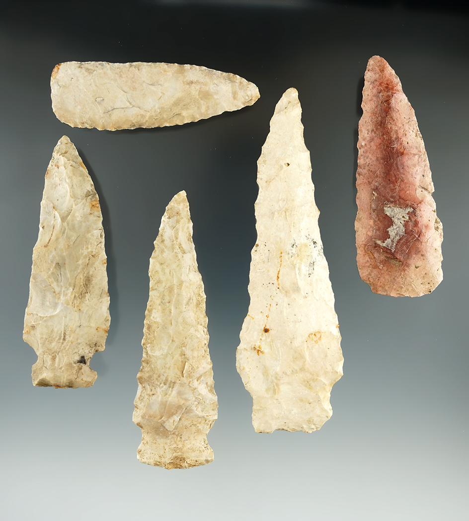 Group of 5 Knives found in Randolph Co., Indiana, largest is 4 11/16".