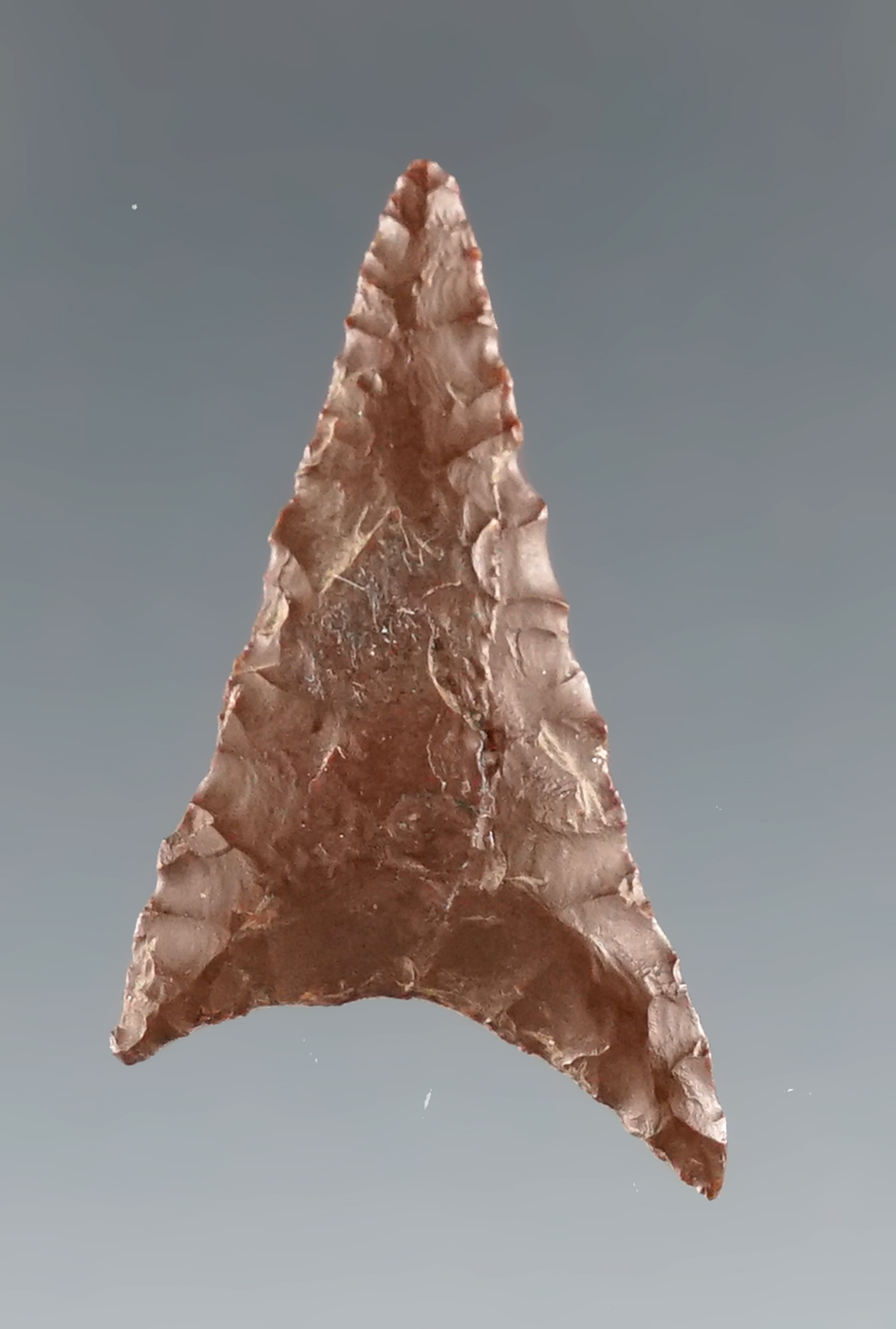 1 1/8" Gunther Triangular made from brown Jasper with very nice flaking found in Oregon.