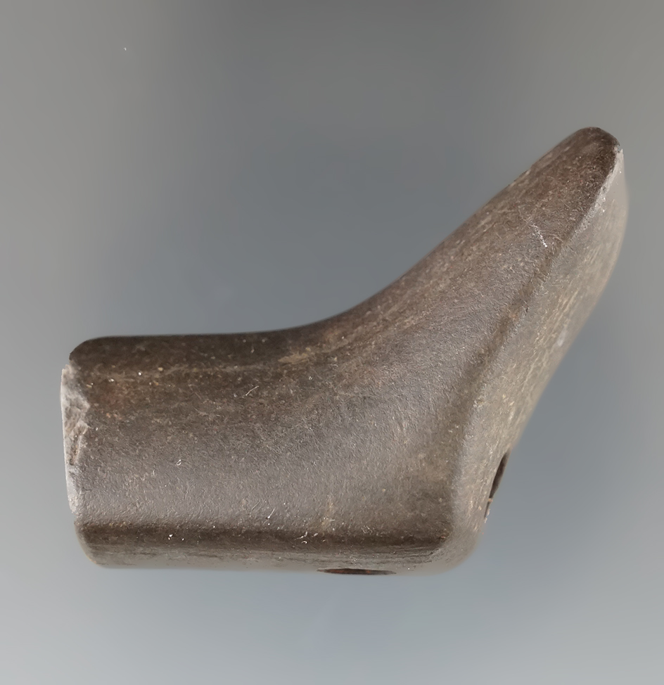 2" anciently salvaged Birdstone tail section made from slate found in New York.