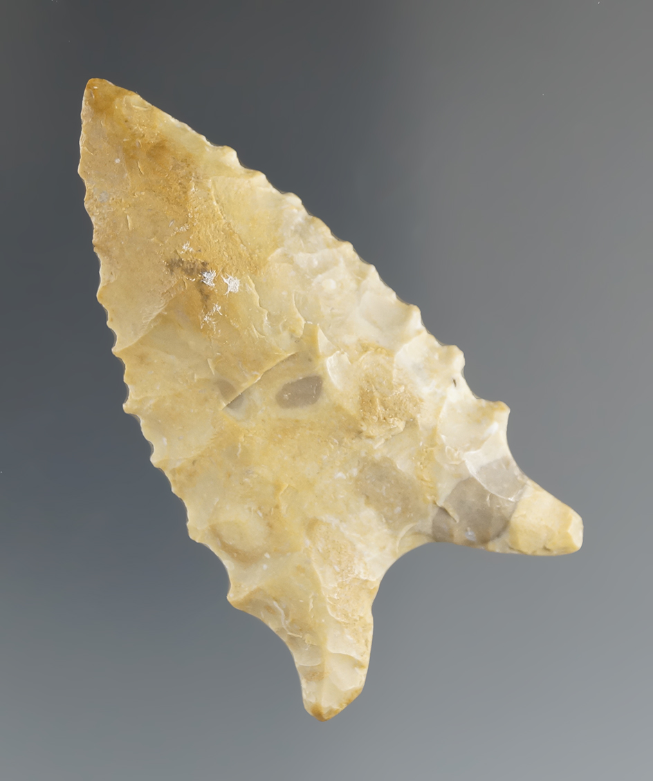 Excellent style on this 2 1/4" beautifully serrated Dalton found in Missouri. Davis G-9 COA.