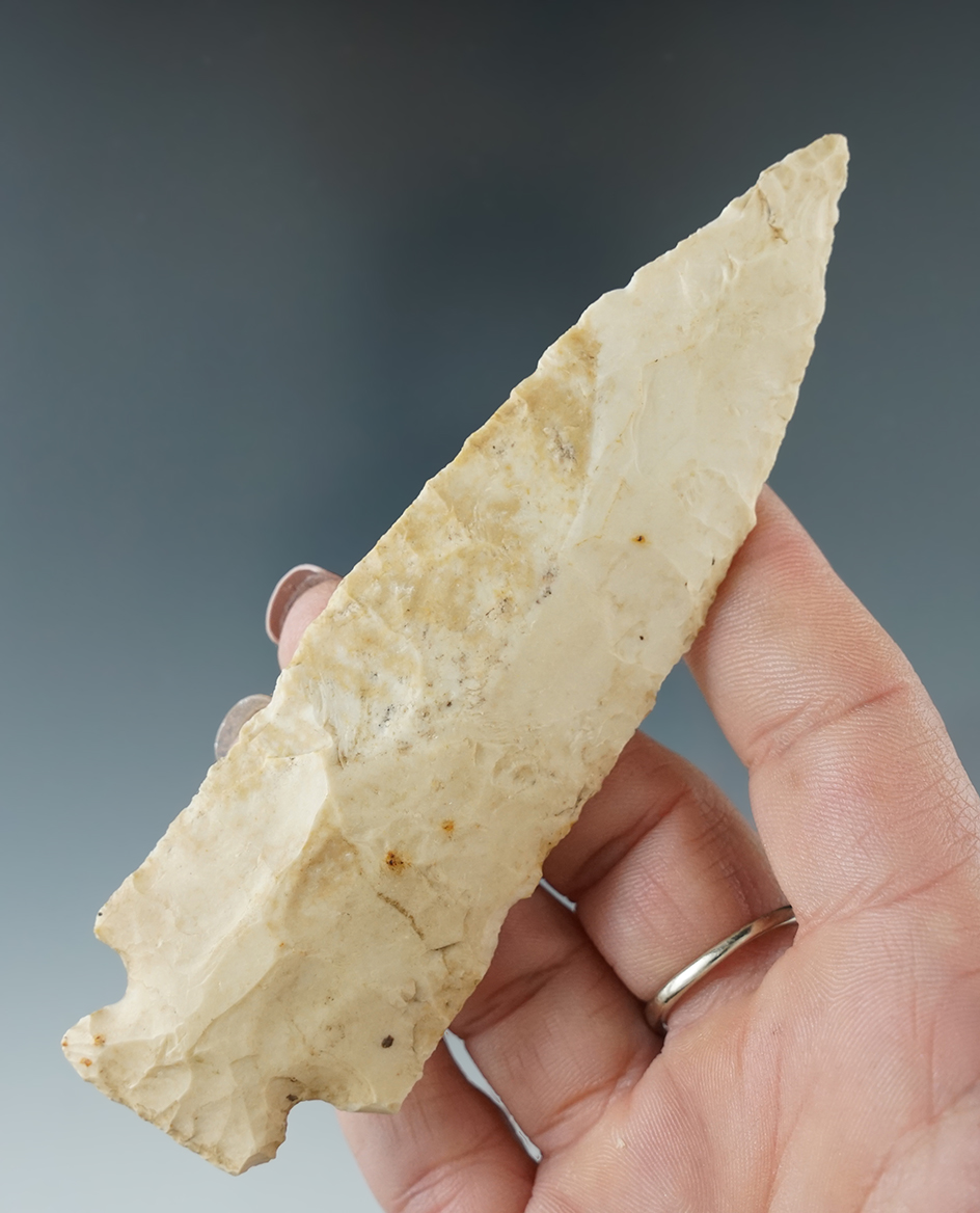4 5/8" Burlington chert Knife found in Missouri.