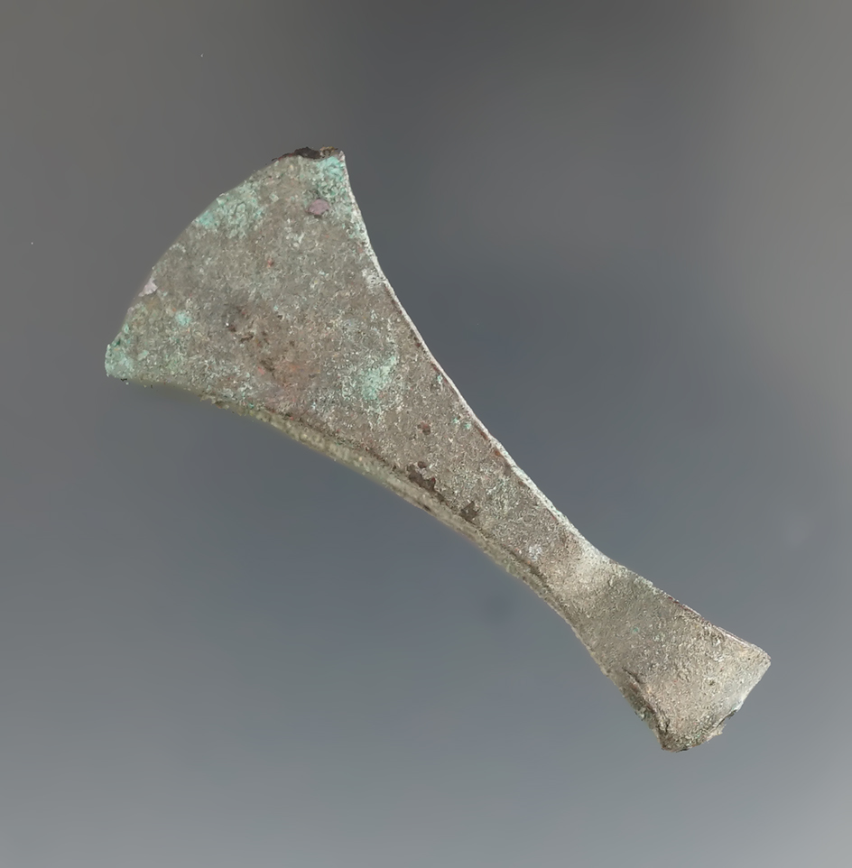 1 15/16" copper Chimu tweezer ornament found in Peru.