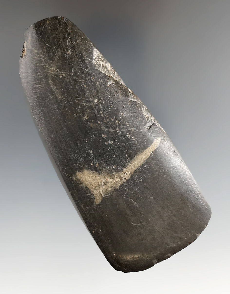 Nicely polished and well styled 3 7/8" slate Celt found in Preble Co., Ohio.