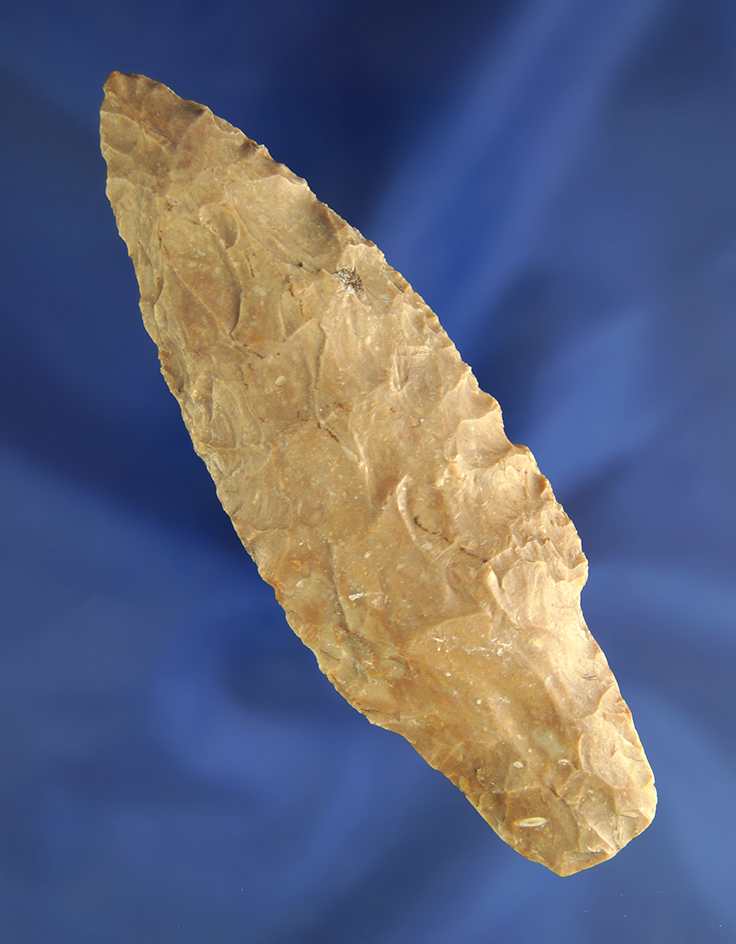 4 7/16" large Flint Ridge Flint Early Adena found in Crawford Co.,  Ohio