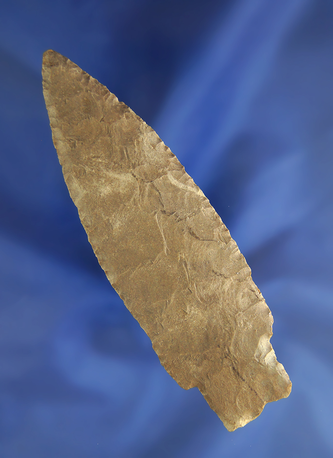 4" large Delaware chert Paleo Stemmed Lanceolate that is very thin- Crawford Co.,  Ohio