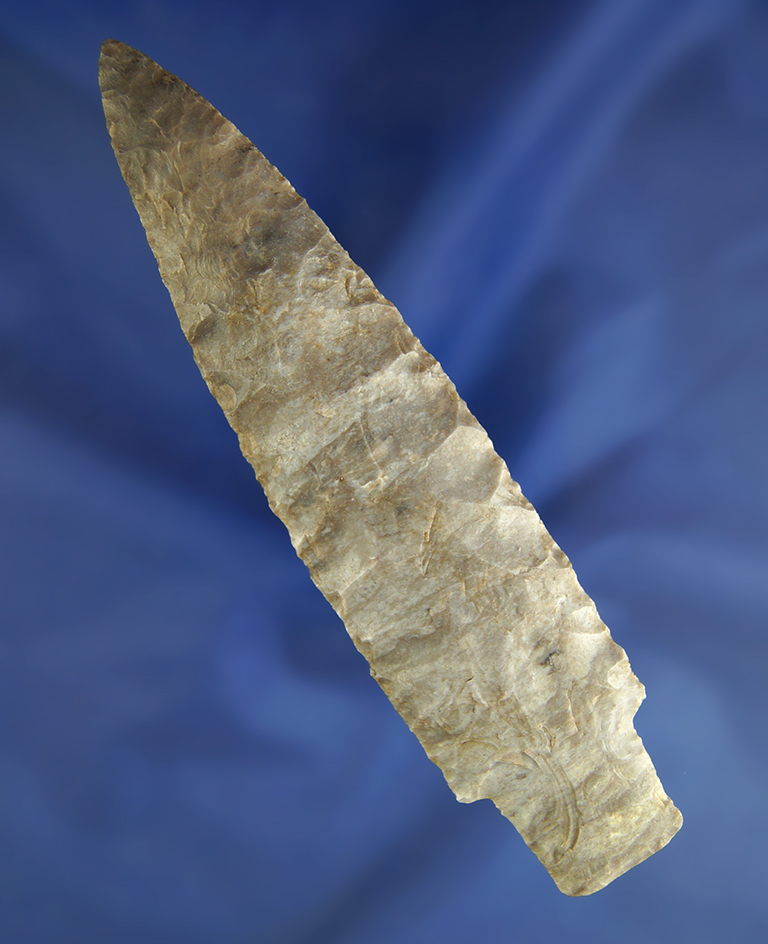 5 1/4" Coshocton Flint Stemmed Lanceolate found in Coshocton Co.,  Ohio. Davis G-9 COA.