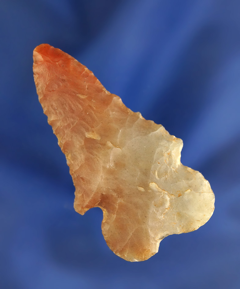Exceptional material on 2 3/16" Bifurcate made from highly translucent Flint Ridge Flint - Ohio.
