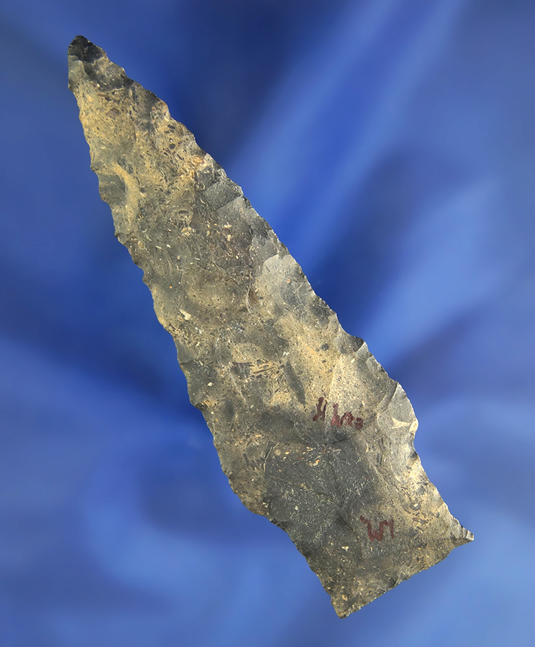 3 5/8" Paleo Stringtown Lance found in Ohio made from multicolored Coshocton Flint.