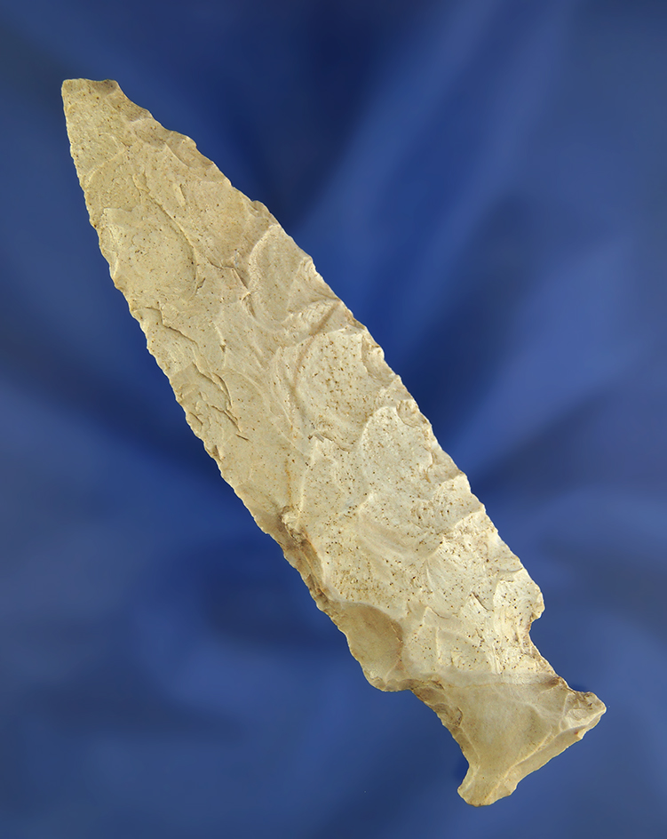 Very unique 4 1/16" anciently salvaged Stemmed Lanceolate found in Medina Co.,  Ohio.