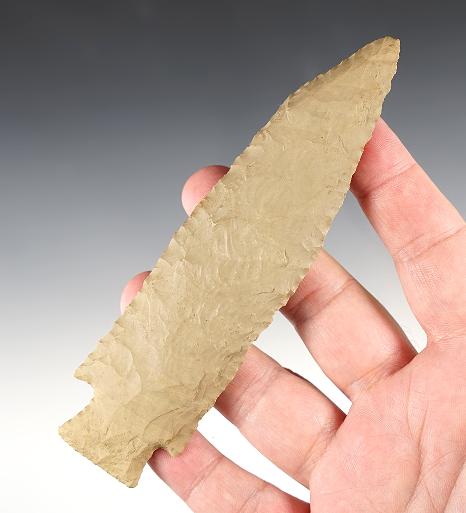 Large 5 9/16" Etley that is well flaked. Found in the Midwestern U.S. 