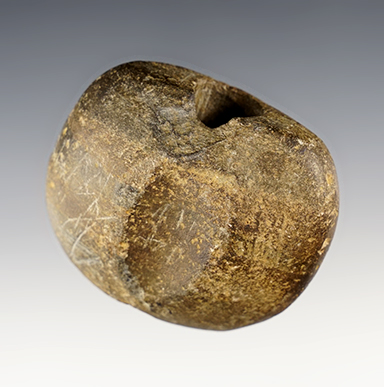 Well patinated 2" Fluted Bannerstone in very good condition. Found in Ohio. 