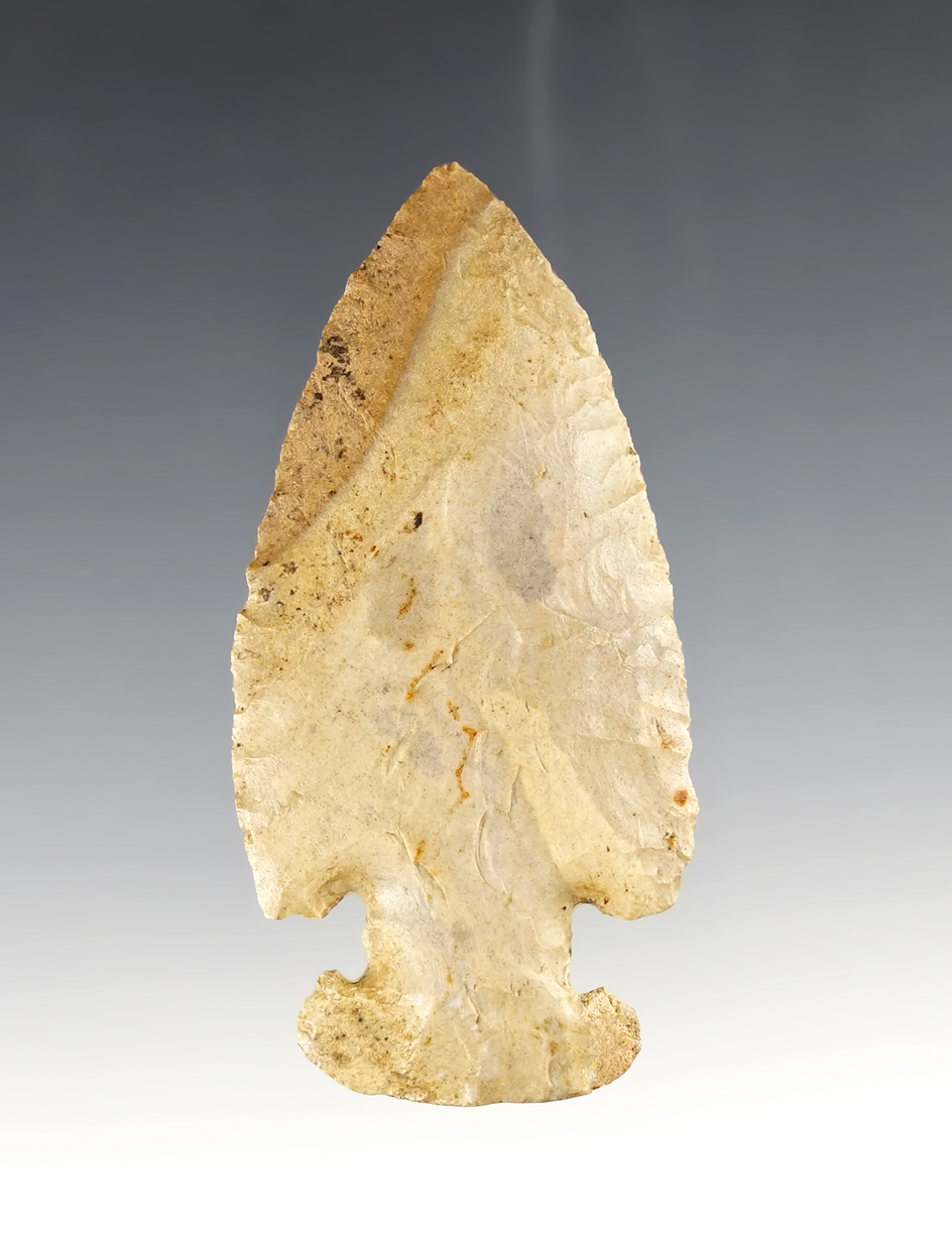 3 3/16" Classic Thebes E-Notch - Coshocton Co., Ohio. Basal corner restored. Ex. Driskill.