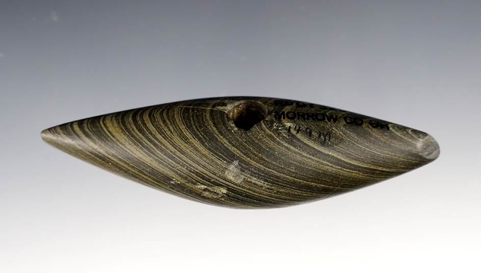 3 7/8" Pick Bannerstone - Warren Co., Ohio. Ex. David Root #326s, Frank Foremny.