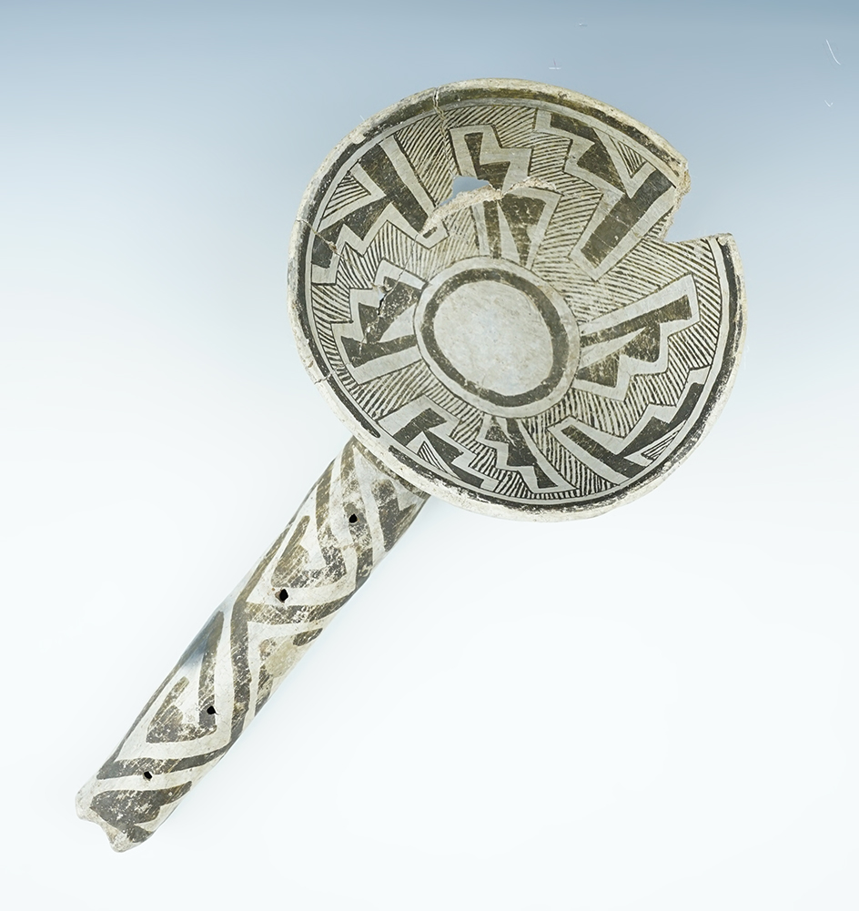 10" long by 5" wide Anasazi Pottery Dipper. Found in New Mexico.