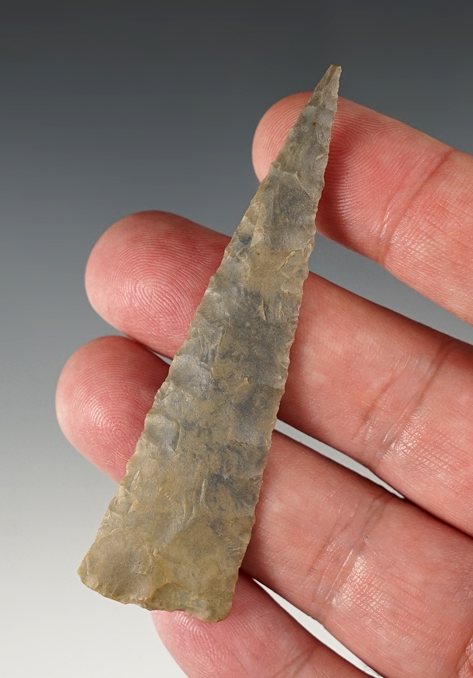 Large and well made 3 1/8" Fort Ancient Triangular Arrowhead found in Kentucky.