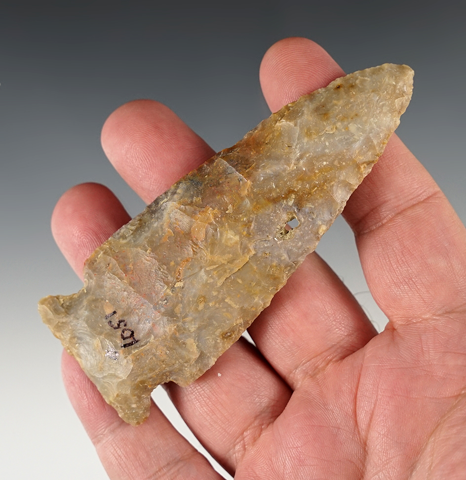 3 15/16" Side Notch made from colorful Boyles chert found in Kentucky.